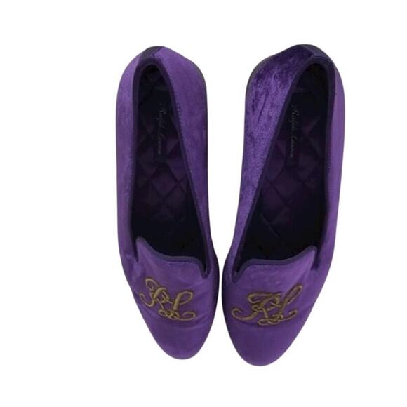 Ralph Lauren Alonzo Manor Purple Velvet Slip-On Loafer Flats Size 39B - Picture 7 of 10